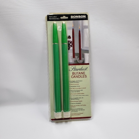 Ronson Stardust Butane Candles Refillable Green Holiday Christmas - Picture 2 of 14
